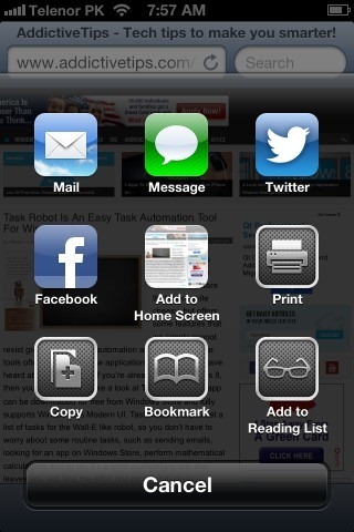 Safari Partajează iPhone iOS 6