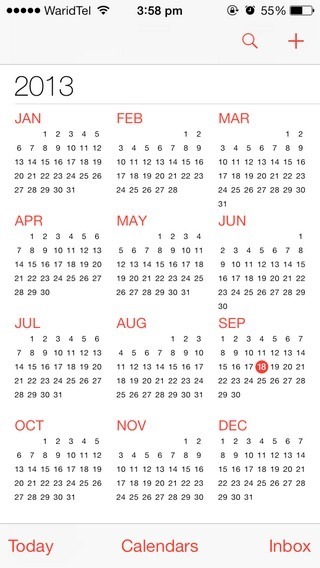 Kalender iOS 7 Jahr