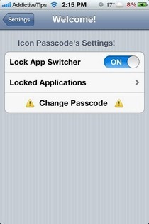 Icona Passcode Settings