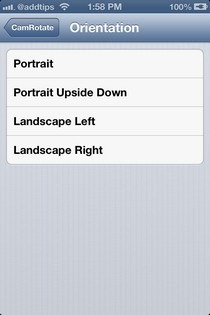 CamRotate iOS -asetukset