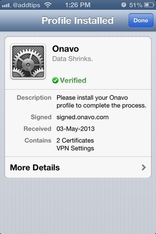 Onavo Protect iOS профил