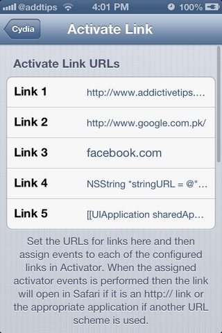 Activar la configuración de Link iOS