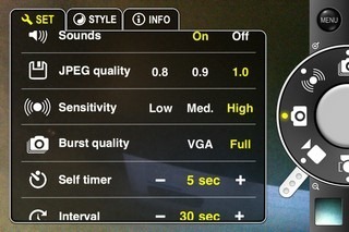 ProCam iOS सेटिंग्स