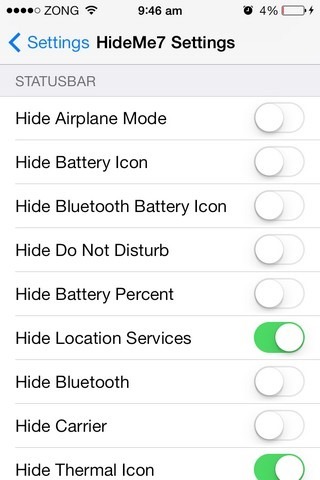 HideMe7 iOS-Statusleisteneinstellungen HideMe7 iOS-Statusleisteneinstellungen