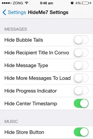 HideMe7 iOS-Nachrichteneinstellungen HideMe7 iOS-Nachrichteneinstellungen