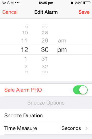 Safe Alarm PRO snooze