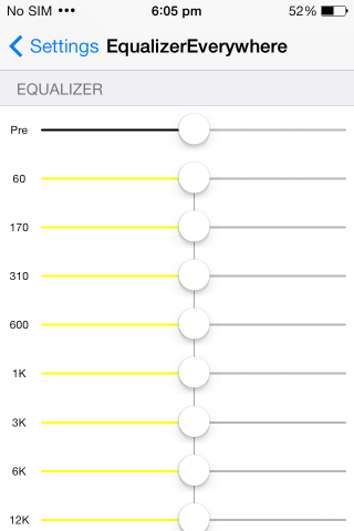 Equalizer Overal instellingen