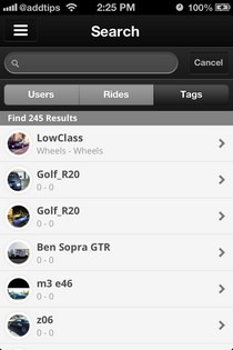 TagMyRide iOS Recherche