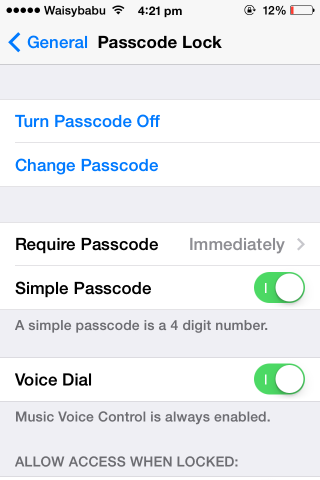 Schalten Sie den ios 7-Passcode aus
