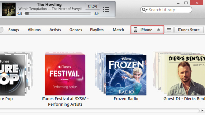 iTunes-Geräteauswahl