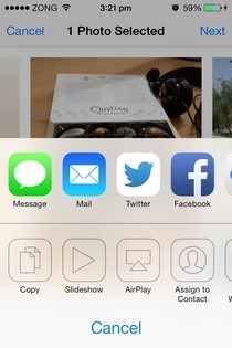 Foto iOS 7 Condividi