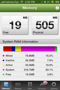 COS Monitor iOS atmiņa