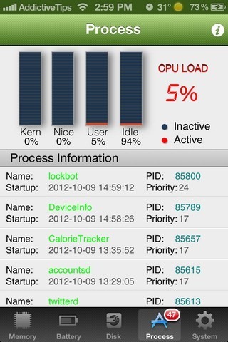 Основен монитор iOS процес