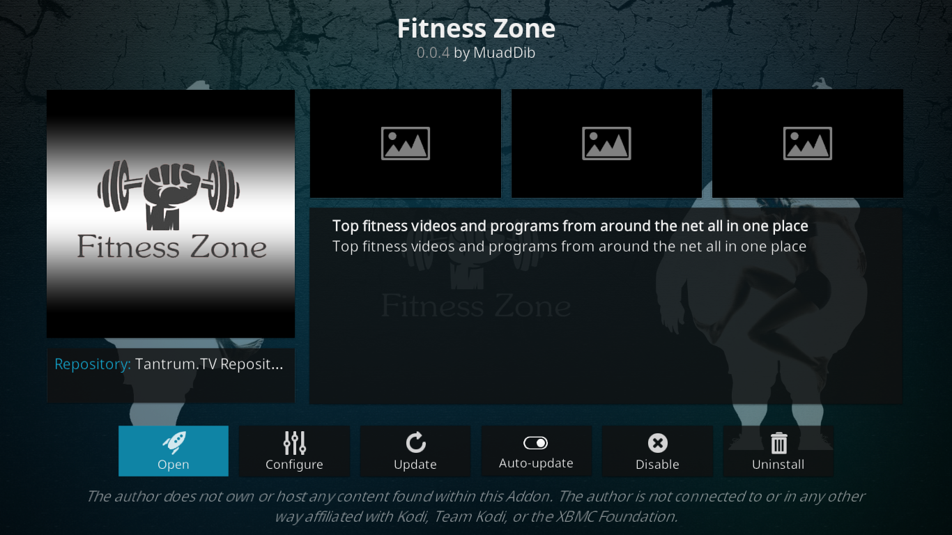 Informations sur la zone de remise en forme