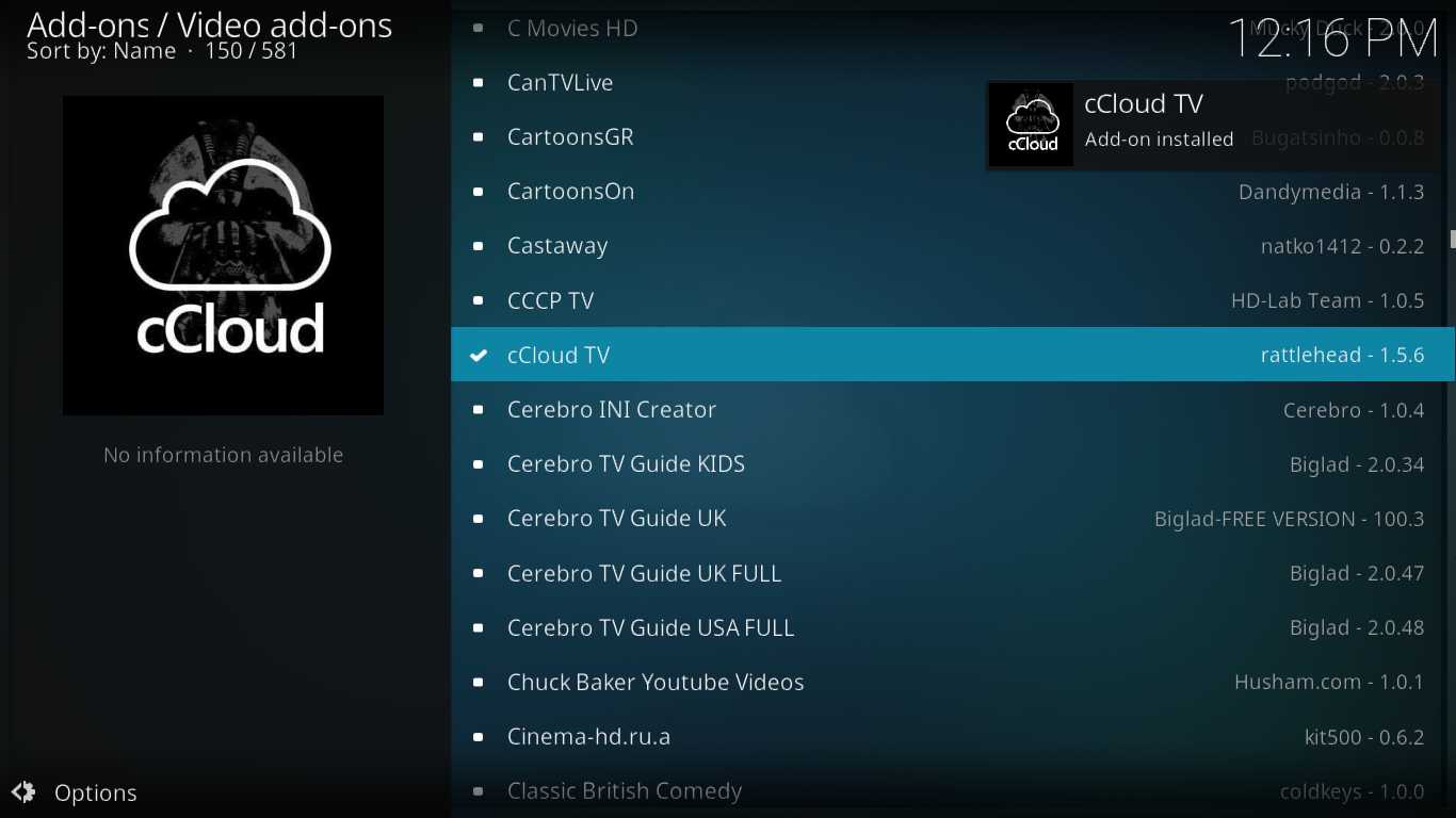 cCloud TV Installation Επιτυχής