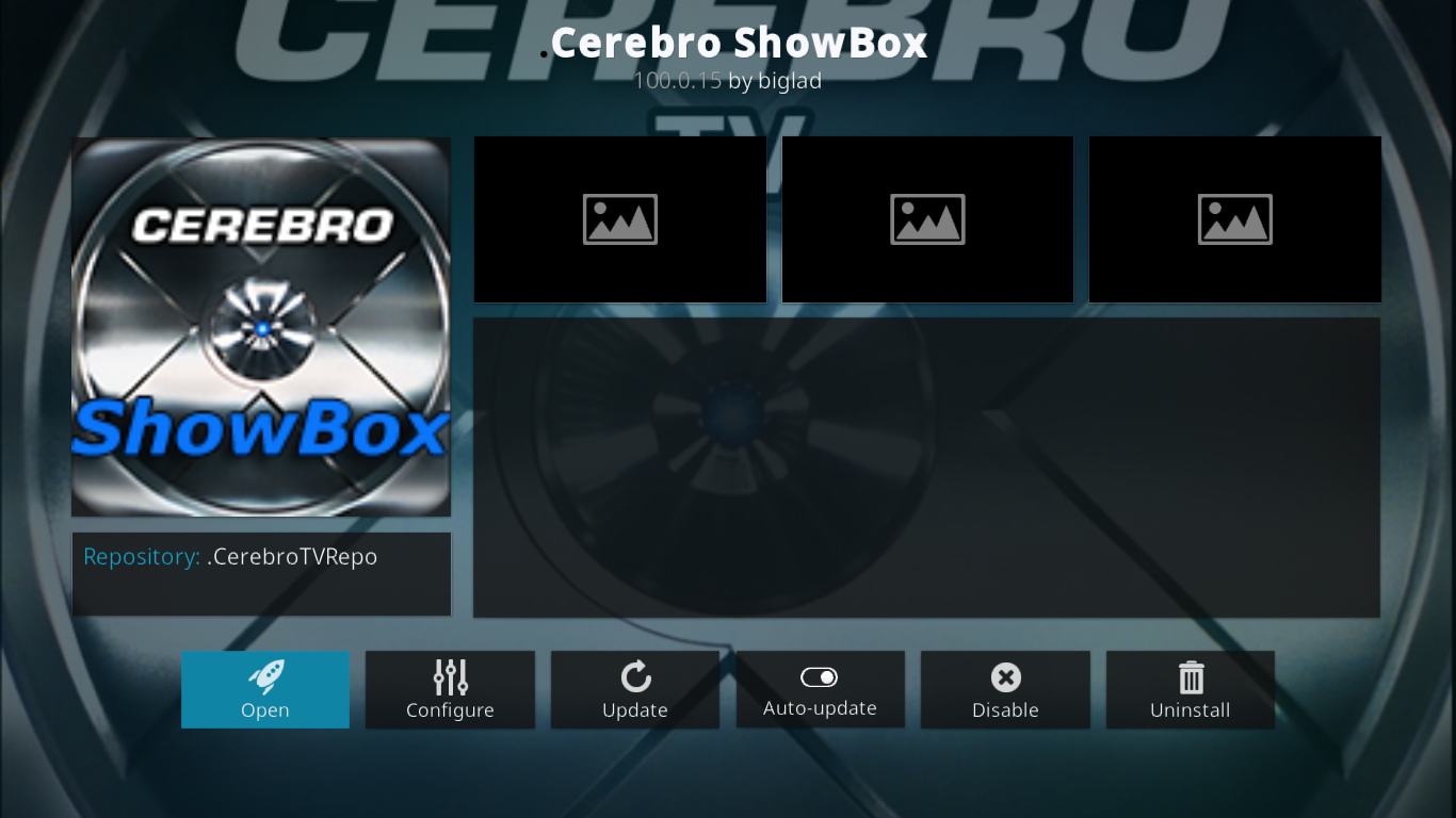 Cerebro Showbox-tilføjelsesinformation