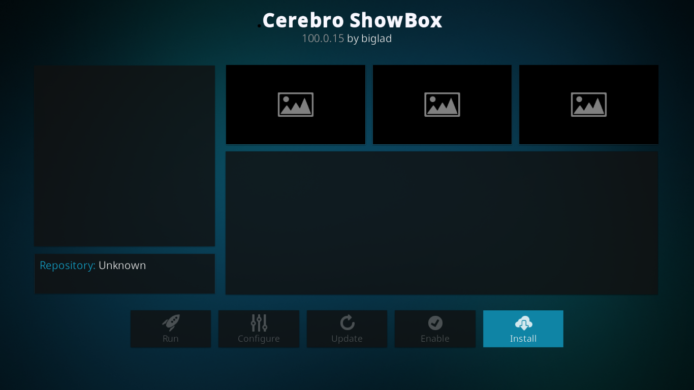 หน้าการติดตั้ง Cerebro Showbox