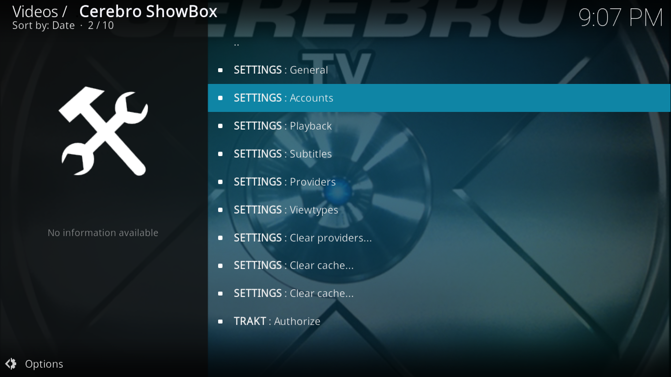 Cerebro Showbox-værktøjer