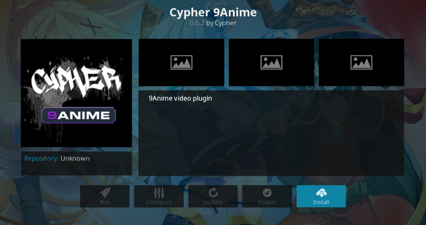 Cypher 9Anime صفحة التثبيت