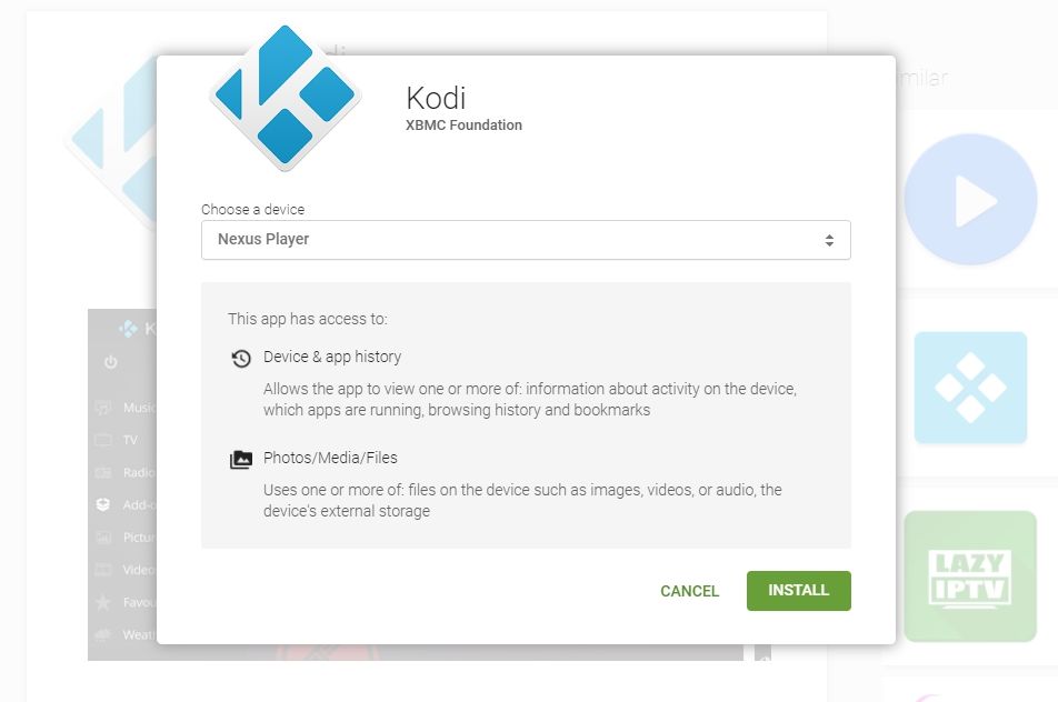 Kodi Android TV - εγκατάσταση στην αγορά - 2