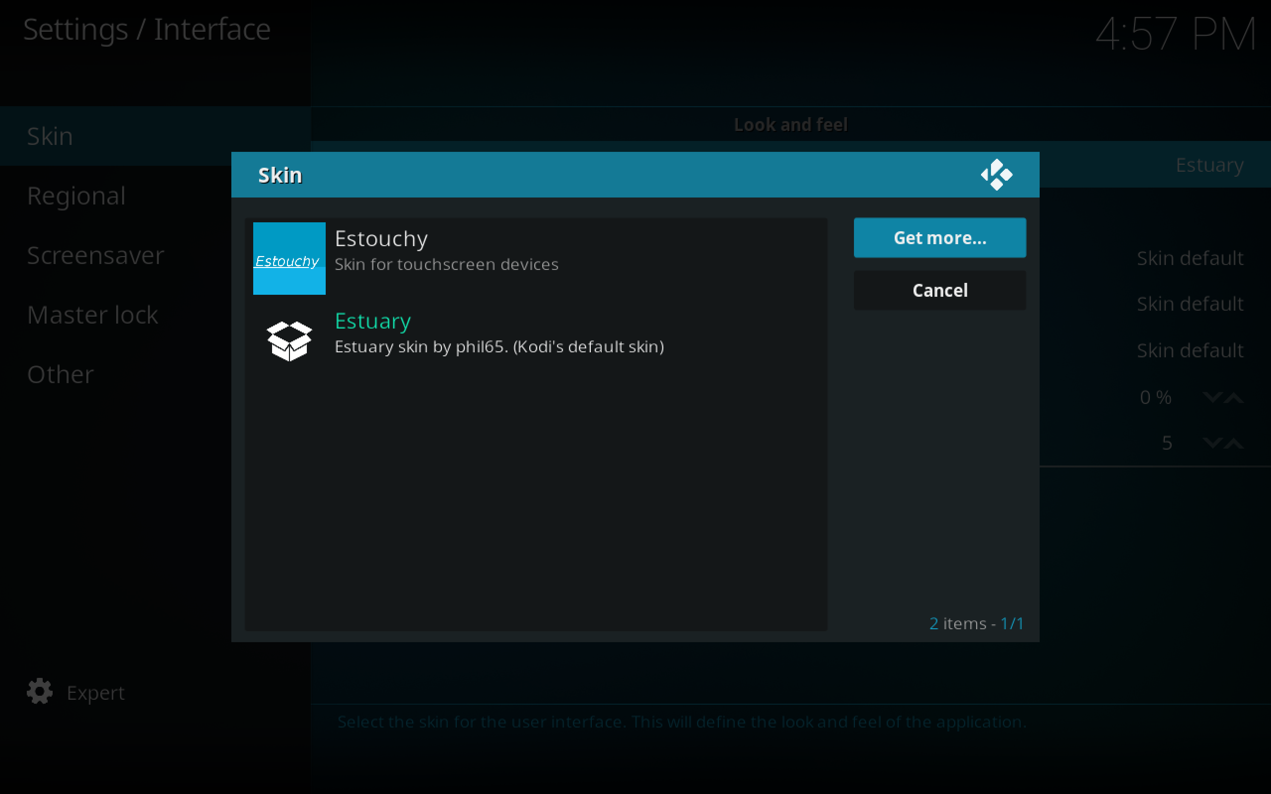 Įdiekite „Confluence Kodi Skin“