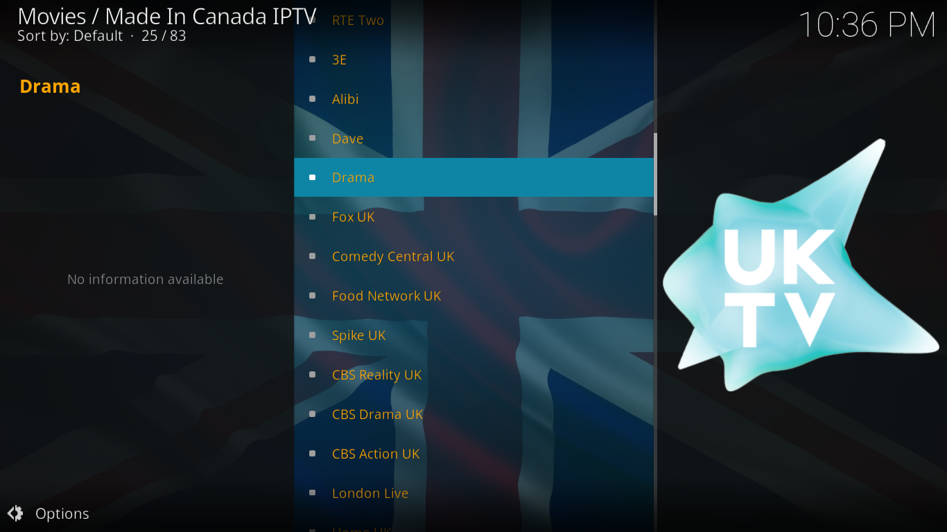 תוצרת רשימת IPTV בריטניה בקנדה