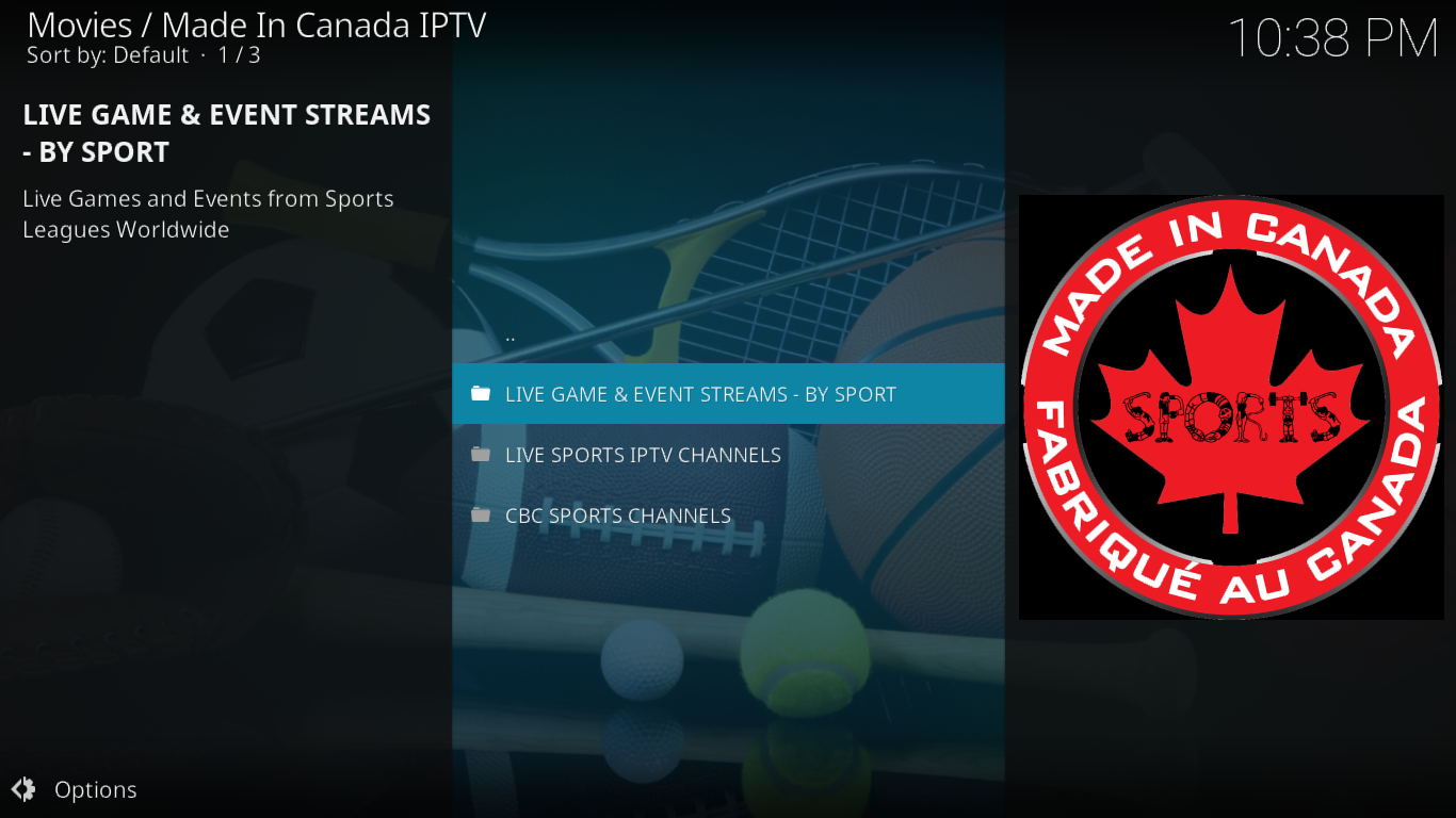 صنع في كندا IPTV Sports Central