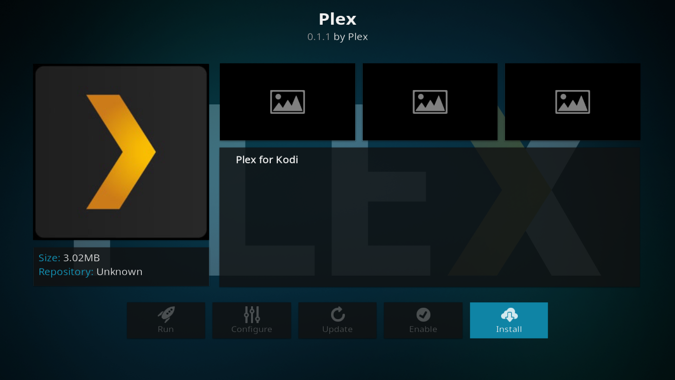 „Plex“ papildomos informacijos ekranas