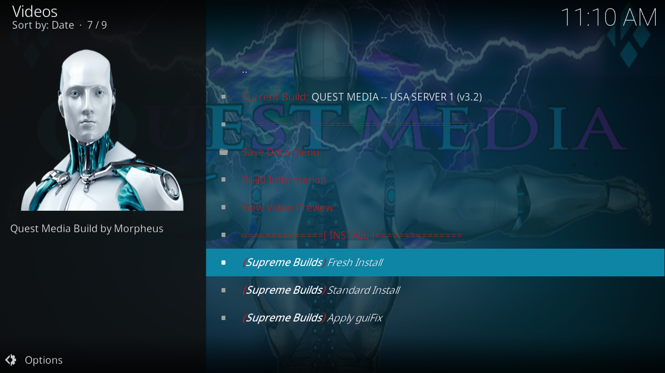 Quest Media Build Menu