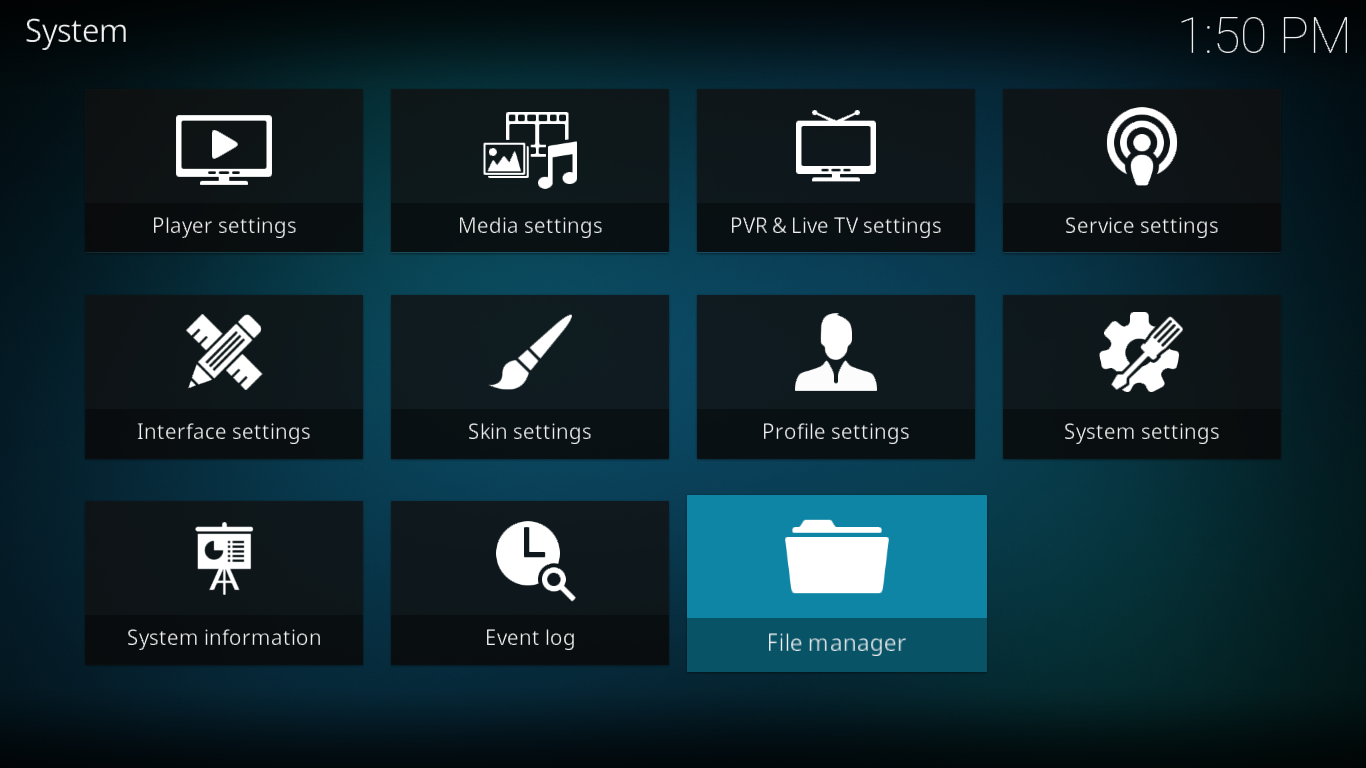 Gerenciador de arquivos de configurações do Kodi