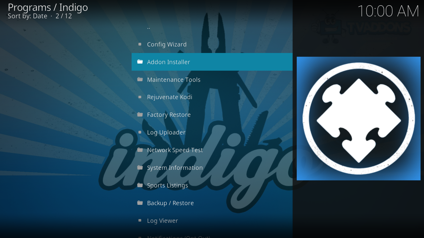 Indigoメインメニュー