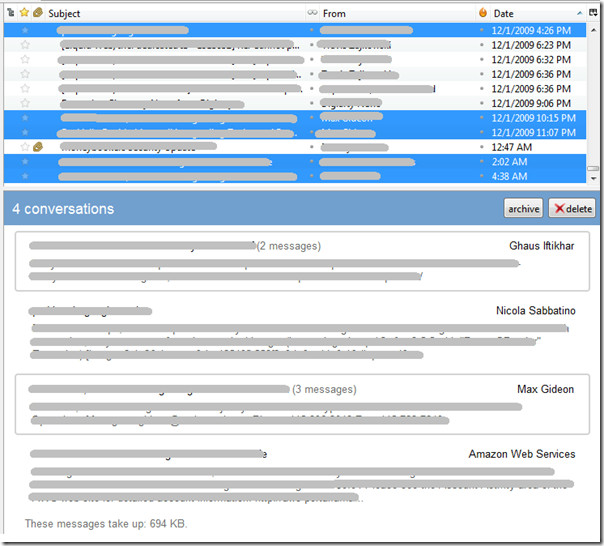 Vue récapitulative des messages Thunderbird 3 2