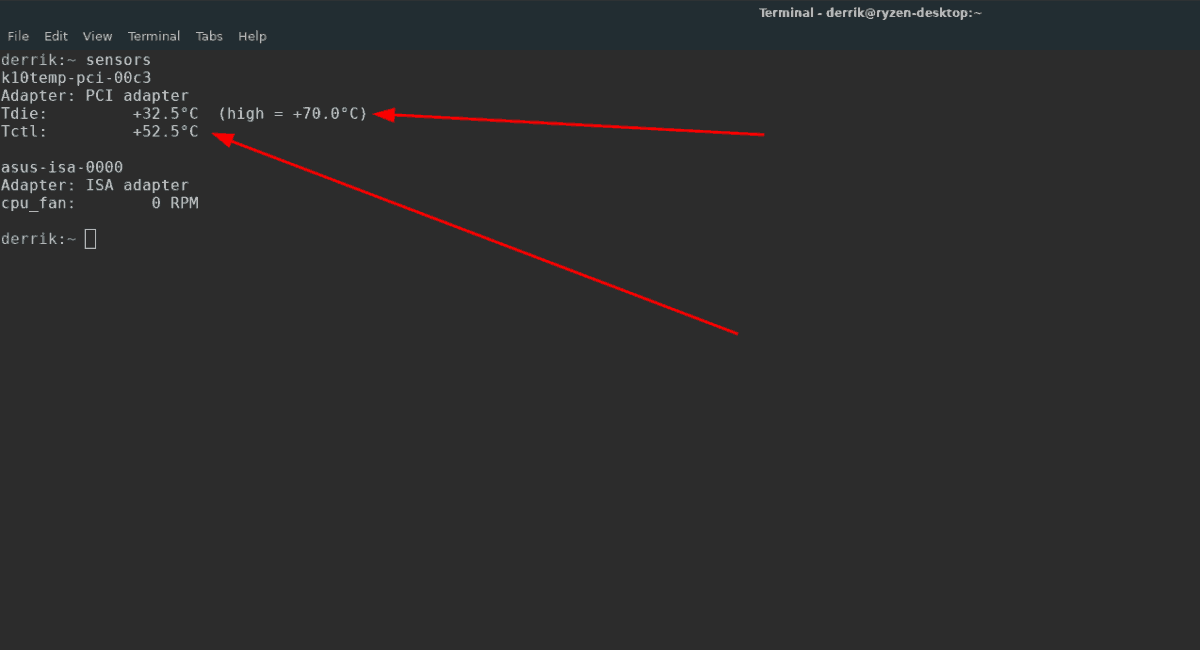 linux check temperature