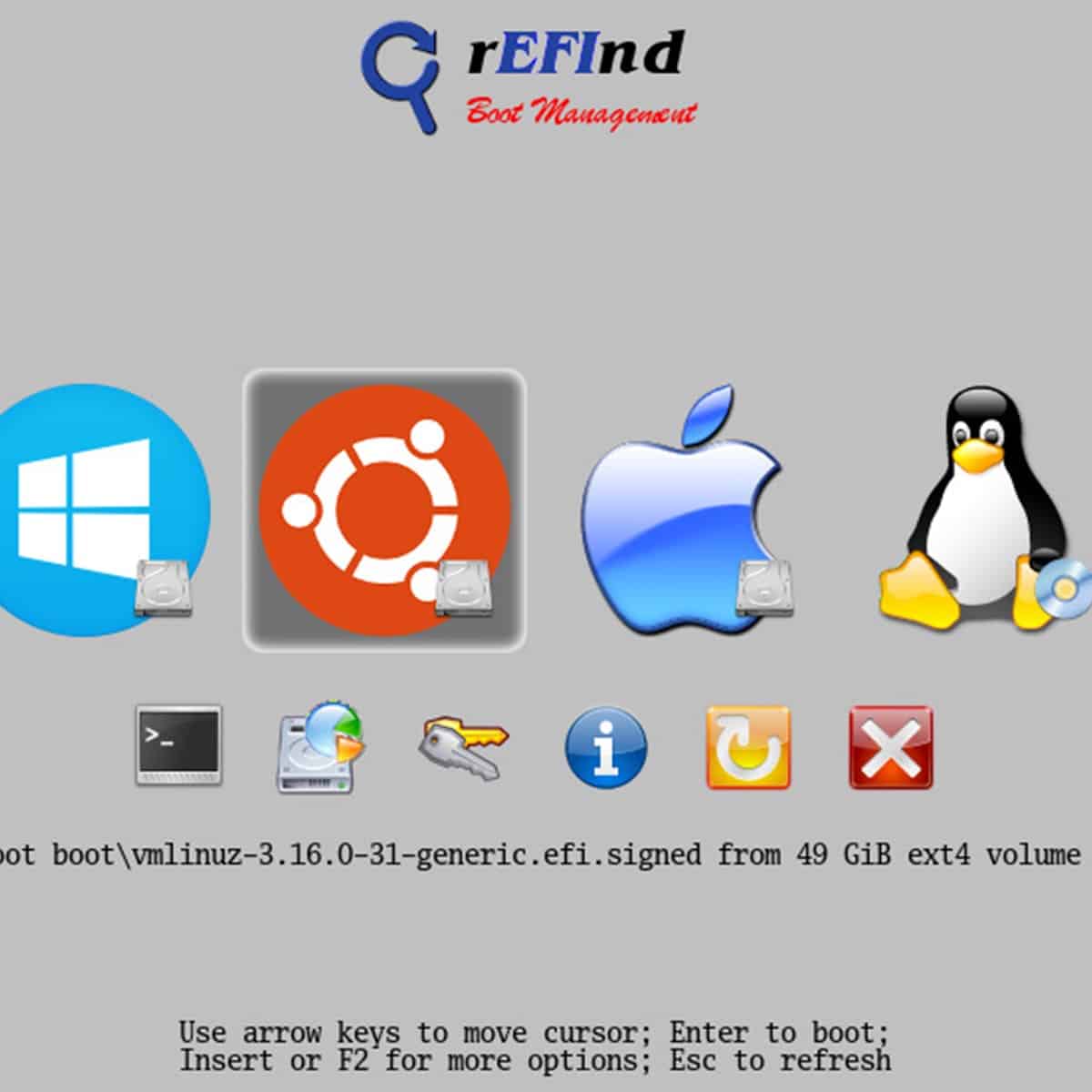 refind boot manager change order