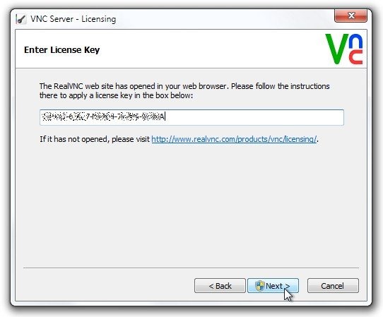 Serwer VNC - klucz licencyjny