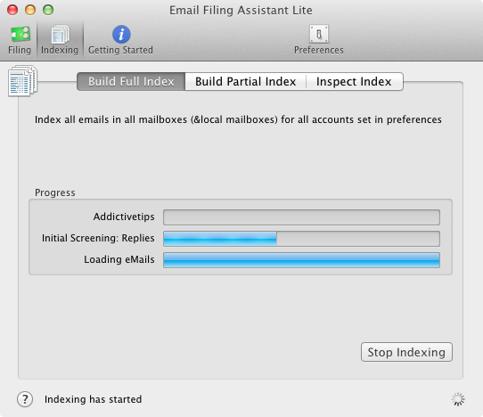 E-post Filing Assistant build index