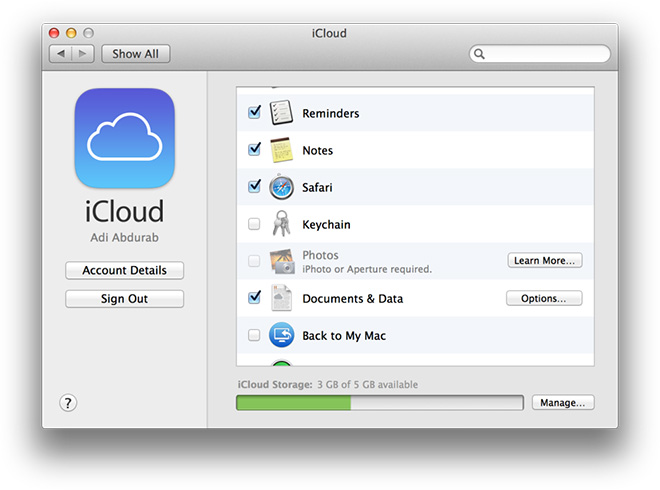 iCloud-Keychain na OS-X-Maverickse