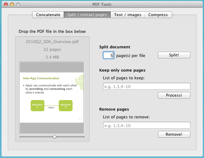 PDF Toolkit split fragment