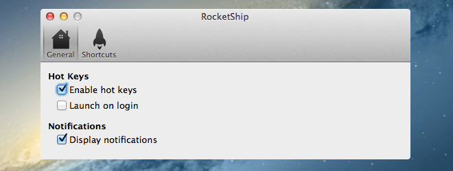 تفضيلات RocketShip