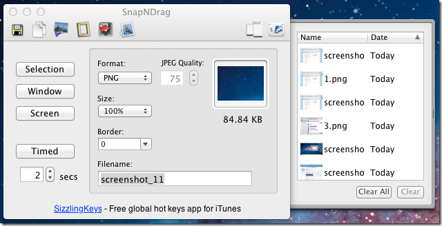 SnapNDrag-Verlauf SnapNDrag-Verlauf