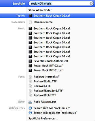 Spotlight Search Boolean String