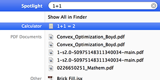 Spotlight Search Einfache Mathematik