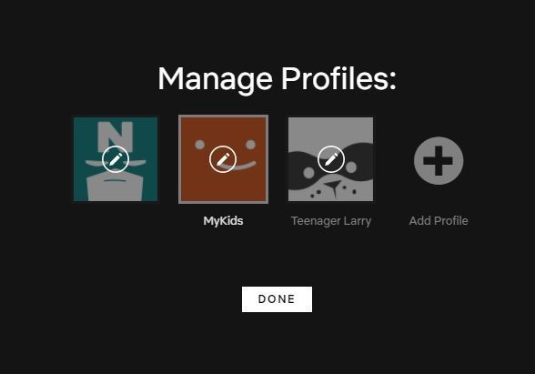 Rodičovská kontrola Netflix 7 - Upraviť profil
