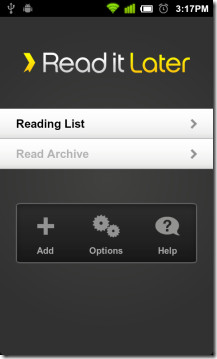 Obrazovka Read-it-Later-homescreen Obrazovka Read-it-Later-homescreen