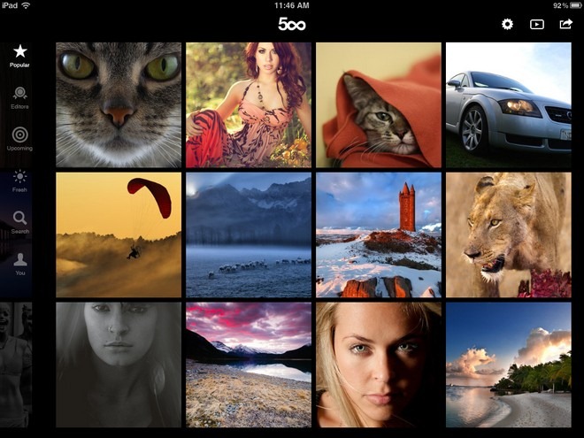 500px Feed na iPada