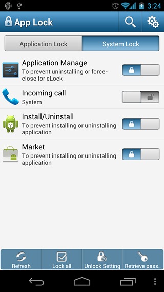 App-Lock-For-Android-System-Acțiuni-Lock