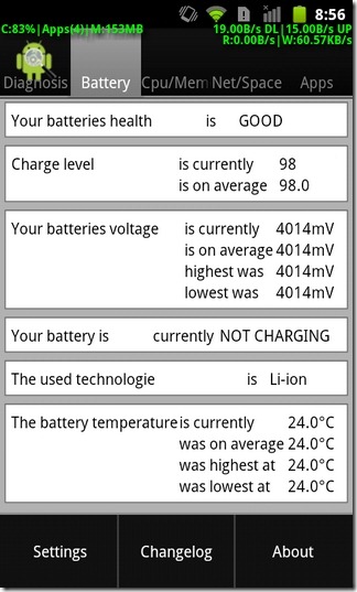 การวินิจฉัย Android แบตเตอรี่