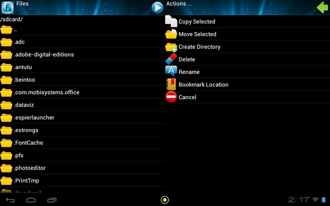 File Manager-ES-Android-Handlinger