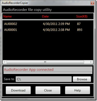 AudioRecorderPřipojen k kopírce obraz