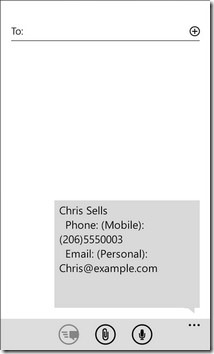 Senden Kontaktinformationen WP7 SMS senden